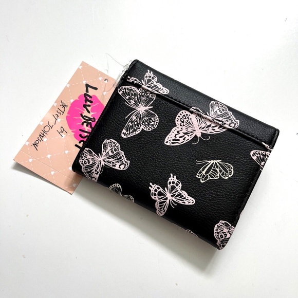 NWT BETSEY JOHNSON 2pc Wallet Bundle – Butterflies + Cherries Hearts Bows Pink - Picture 5 of 12